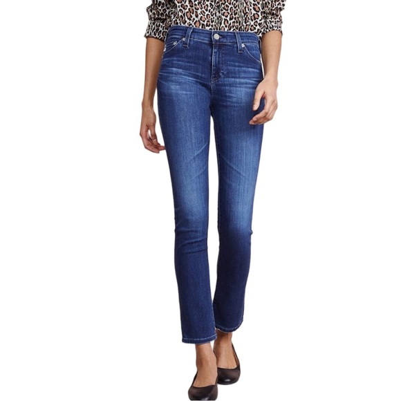 AG Adriano Goldschmied Mari High Rise Slim Straight Leg Blue Denim Jeans Size 30 - Picture 1 of 16